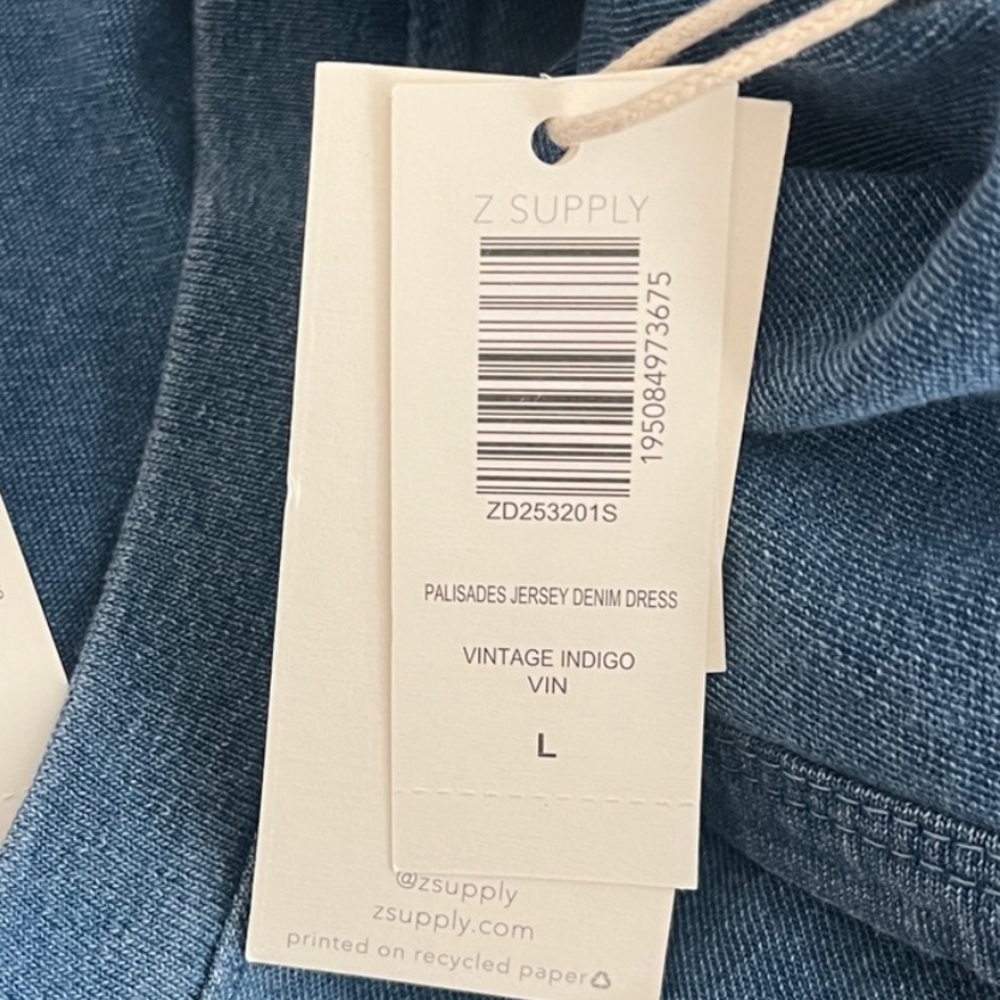 NWT Z supply Palisades Jersey Denim Dress in vintage indigo - Picture 3 of 3